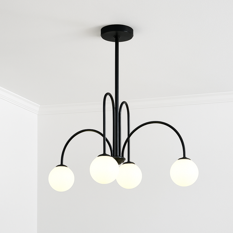 Lustre design LED à branches dorées avec boules en verre Light