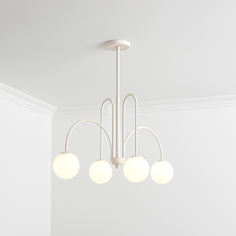 Lustre design LED à branches dorées avec boules en verre Light