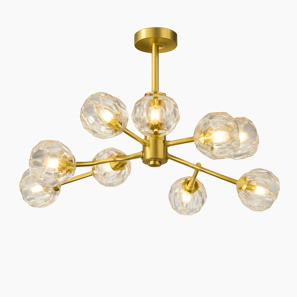 Lustre design à LED doré avec boule en cristal Luxury - vue 6 sur 9