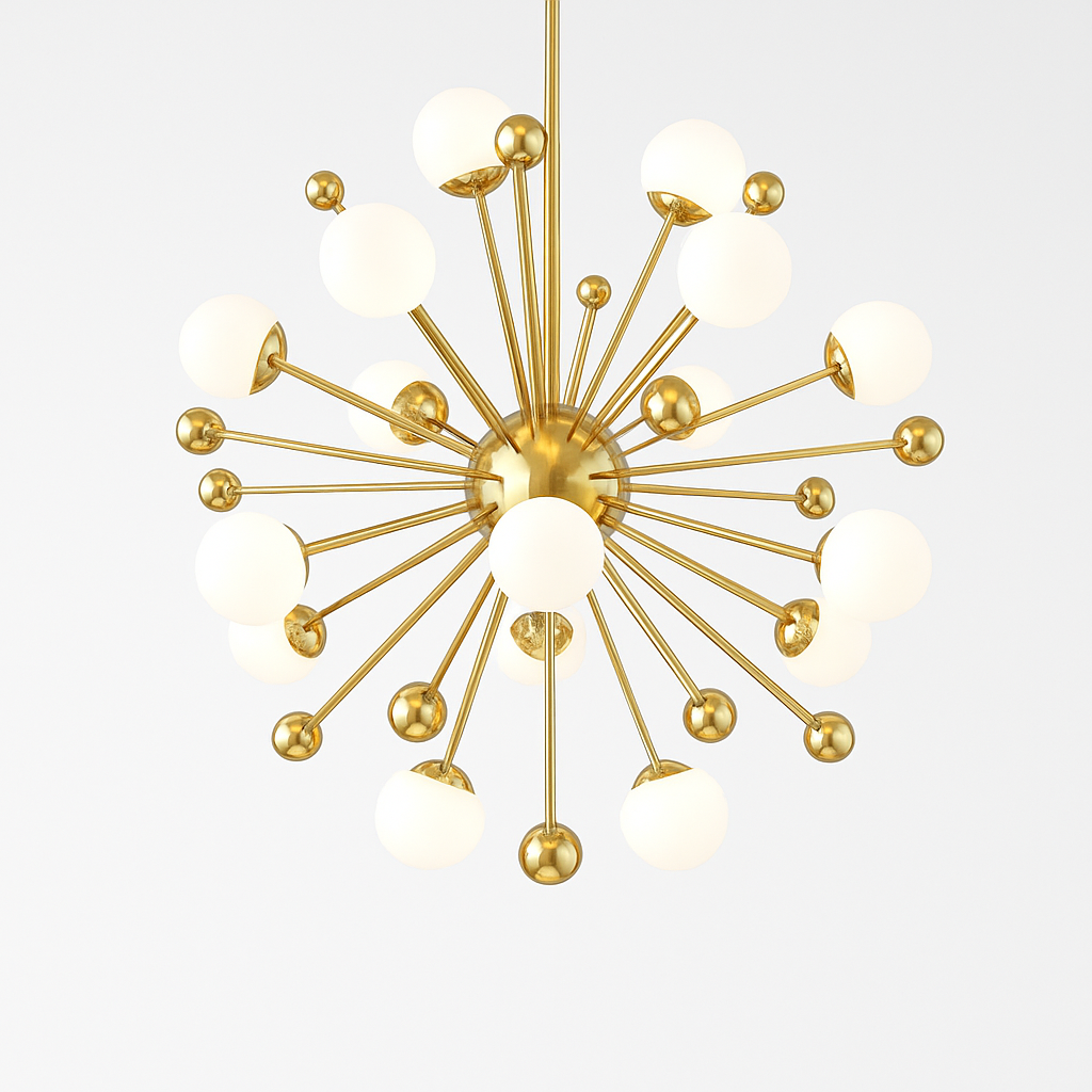 Lustre design LED doré avec plusieurs boule en verre Creative - vue 5 sur 10