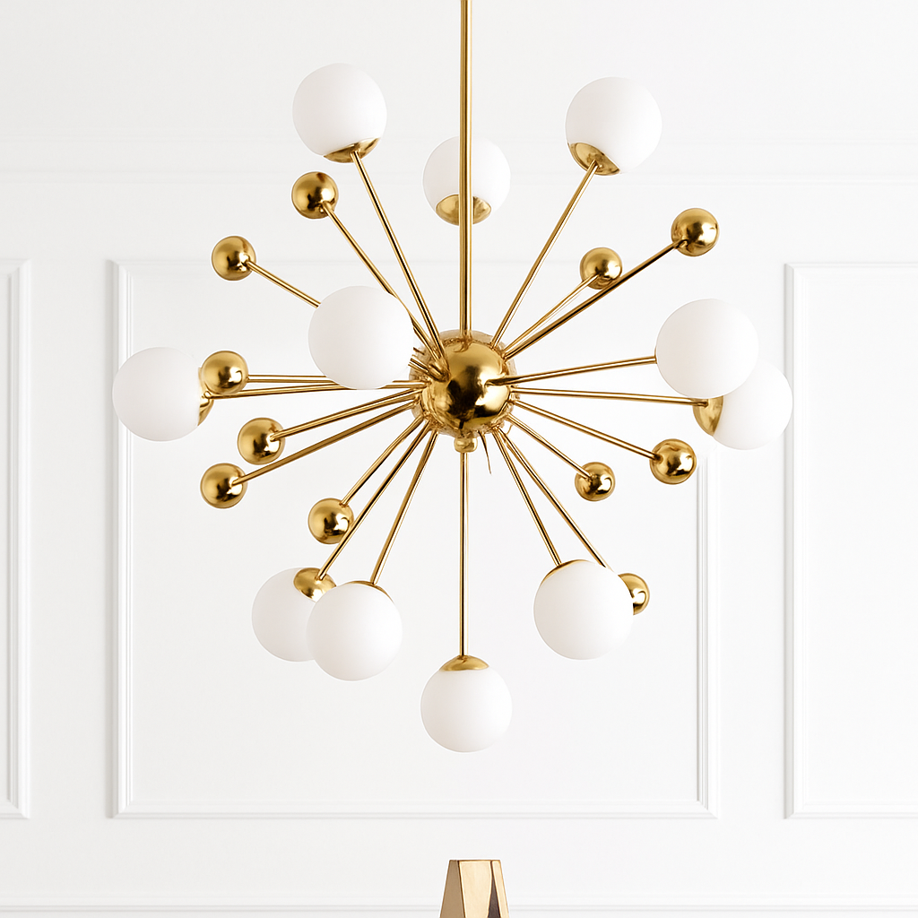 Lustre design LED doré avec plusieurs boule en verre Creative - vue 7 sur 10