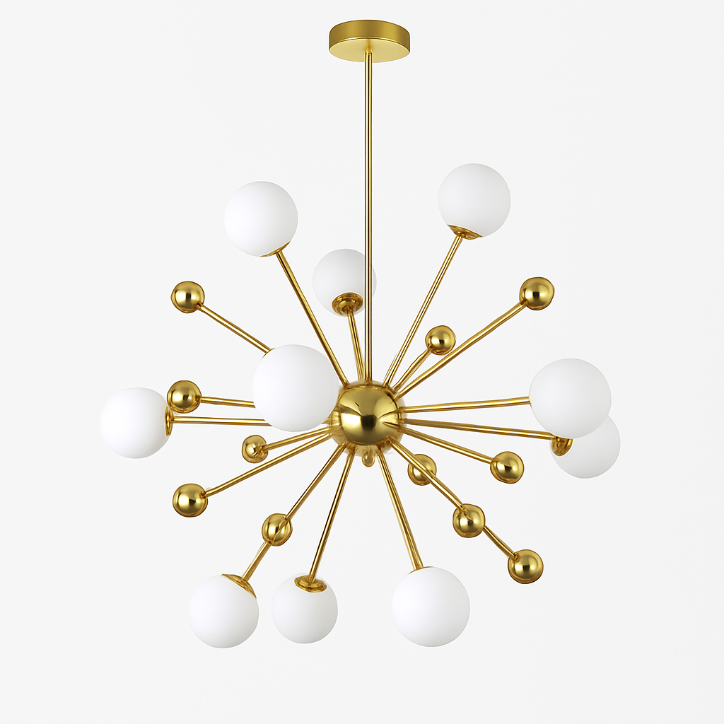 Lustre design LED doré avec plusieurs boule en verre Creative - vue 9 sur 10