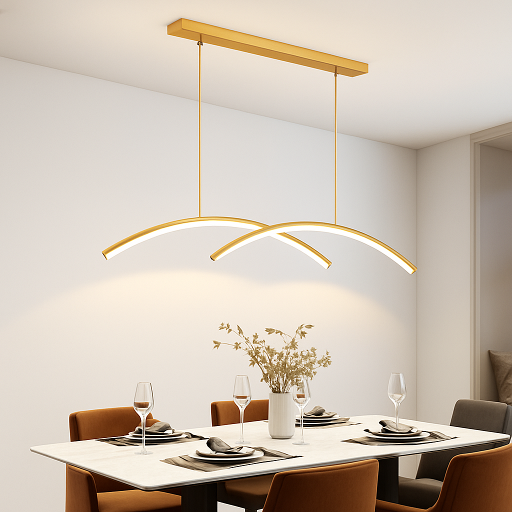 Lustre design LED en forme d'arc métallique Roxanna - vue 4 sur 8
