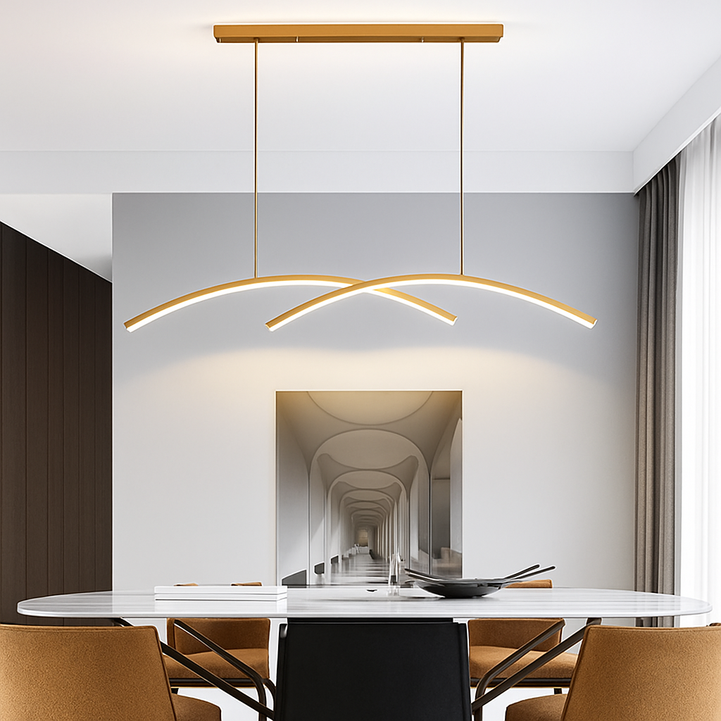 Lustre design LED en forme d'arc métallique Roxanna - vue 5 sur 8