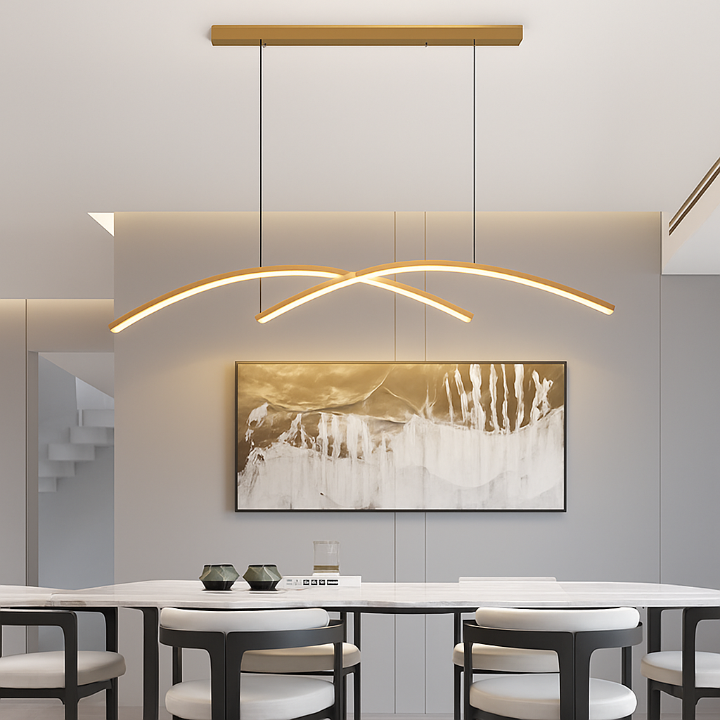 Lustre design LED en forme d'arc métallique Roxanna - vue 7 sur 8