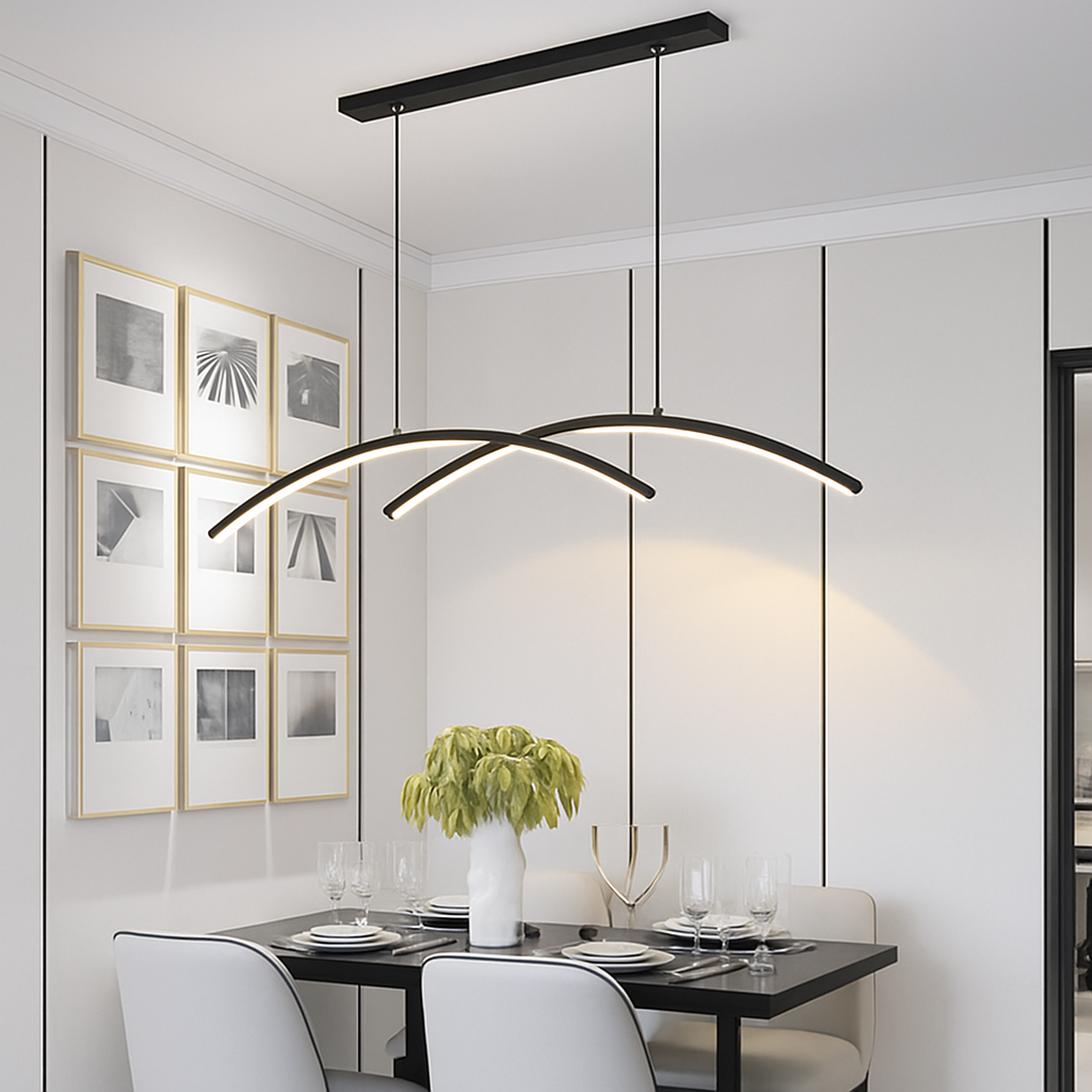 Lustre design LED en forme d'arc métallique Roxanna - vue 8 sur 8