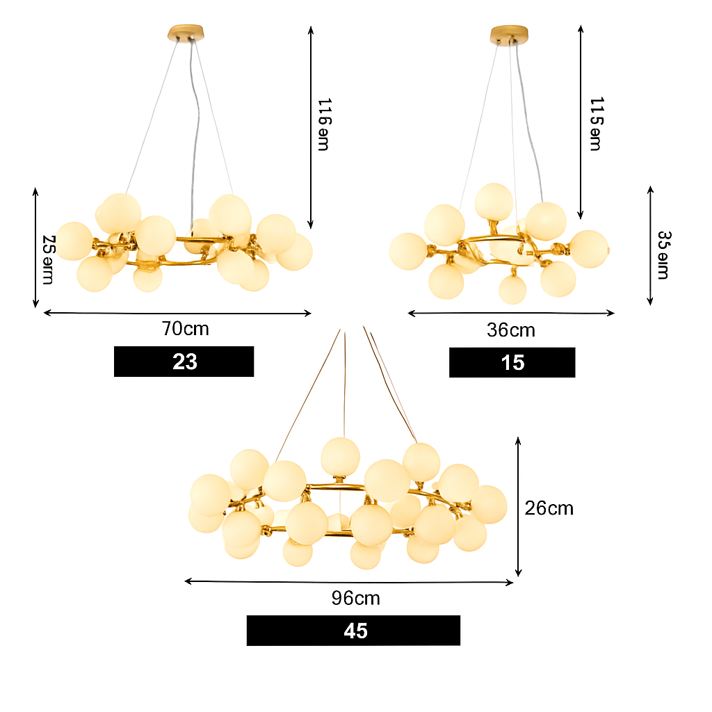 Lustre design à LED en métal avec plusieurs boules en verre Magic - vue 6 sur 5