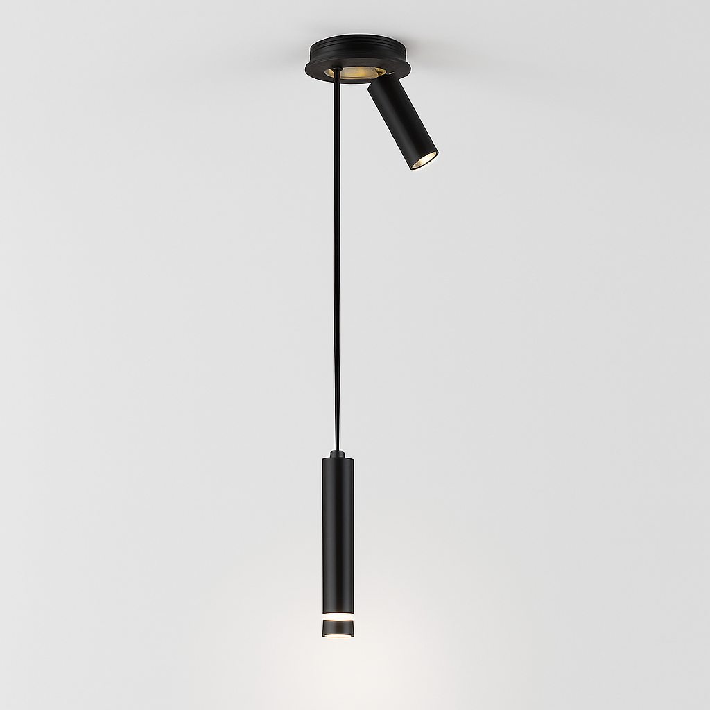 Lustre design LED tube lumineux doré ou noir Amias - vue 11 sur 12