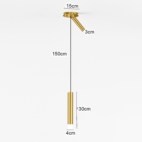 Lustre design LED tube lumineux doré ou noir Amias