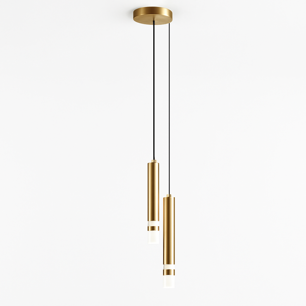 Lustre design LED tube lumineux doré ou noir Amias - vue 10 sur 12