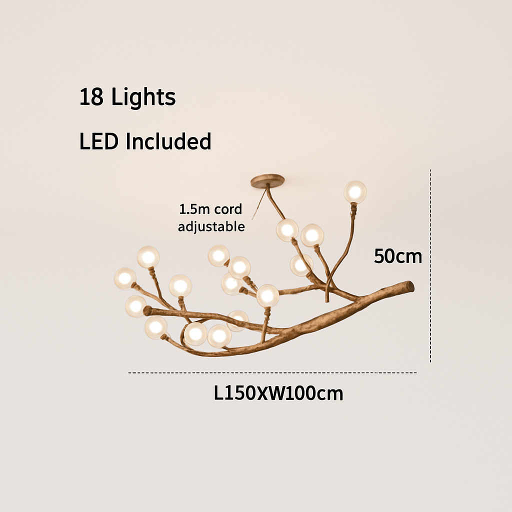 Lustre design moderne en forme de branches d'arbres avec plusieurs lampes LED - vue 10 sur 11