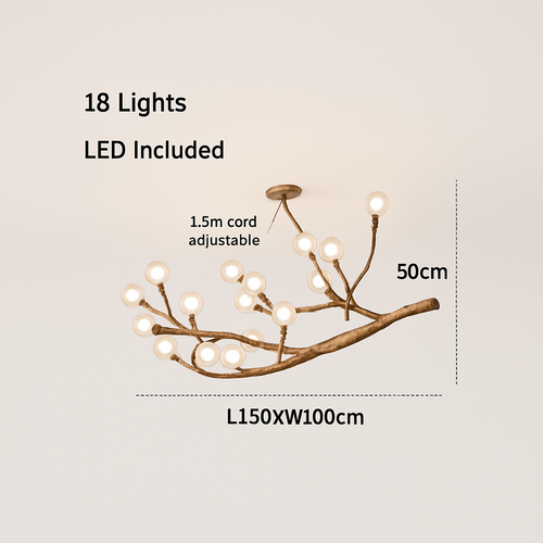 Lustre design moderne en forme de branches d'arbres avec plusieurs lampes LED