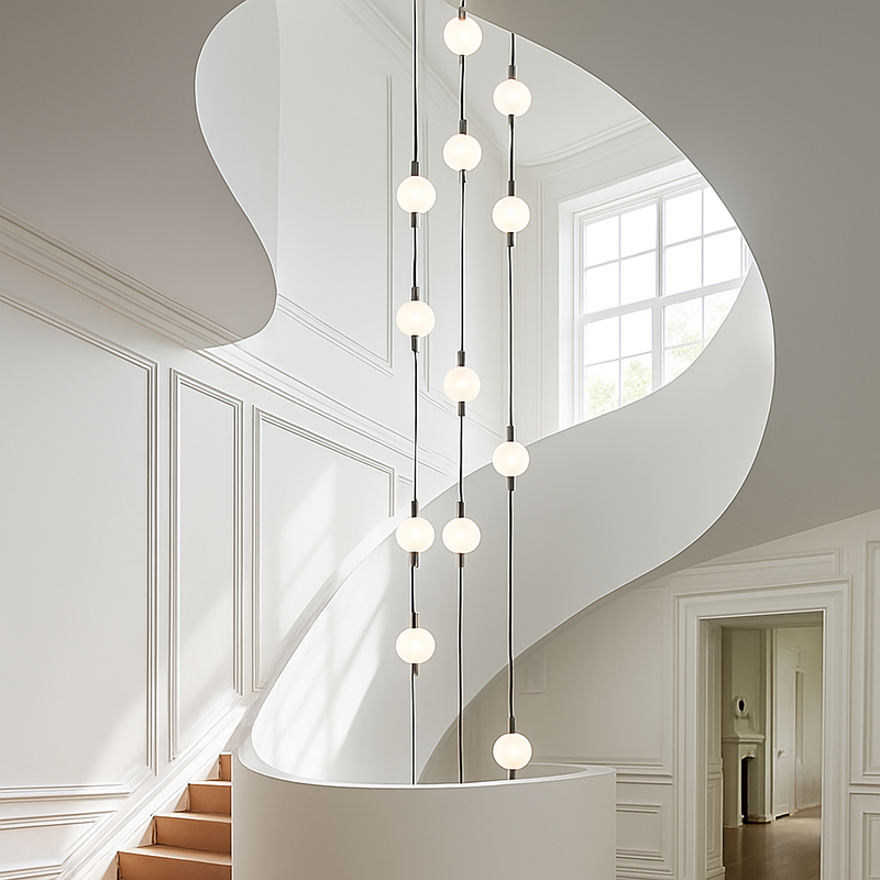 lustre design moderne villa nordique double escalier suspension