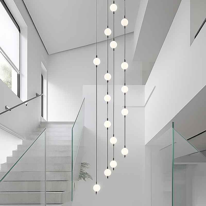 lustre design moderne villa nordique double escalier suspension