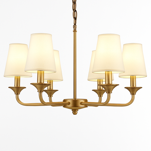 Lustre doré avec abat-jours Royal