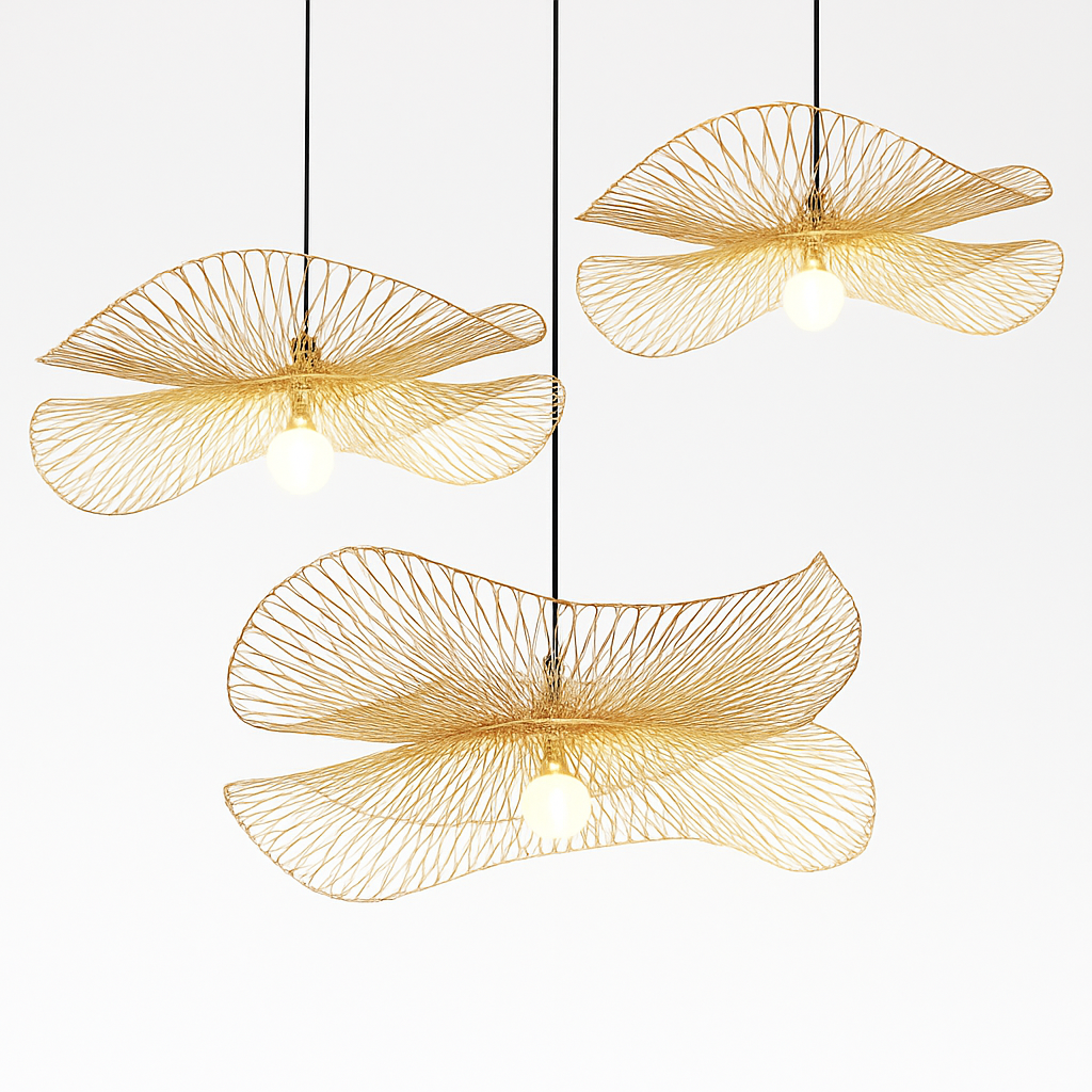 lustre en bambou artisanal style chinois pour décoration intérieure - vue 4 sur 7