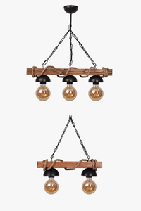 Lustre en bois chaîne de corde éclairage décoratif rétro rustique authentique qualité plafonnier accessoire fait à la main poli turc