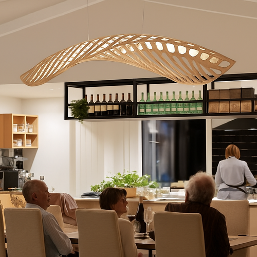 Creative wooden chandelier nordic minimalist wabi sabi style - vue 2 sur 8