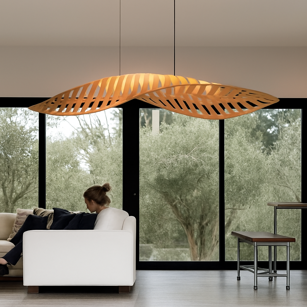 Creative wooden chandelier nordic minimalist wabi sabi style - vue 6 sur 8