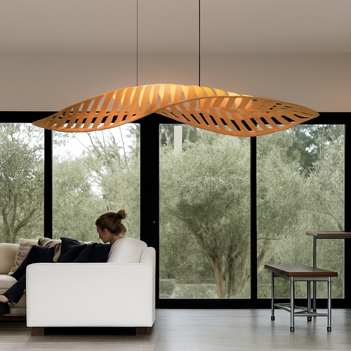 Creative wooden chandelier nordic minimalist wabi sabi style - vue 6 sur 8