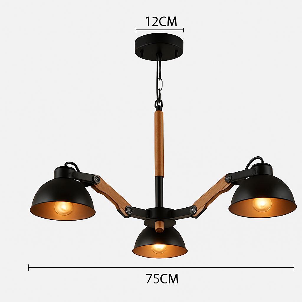 Lustre en bois et métal antique rustique Country - vue 4 sur 6