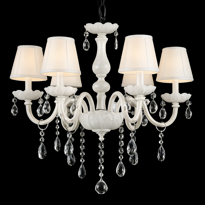 Lustre en cristal chandelier avec abat-jour tissu