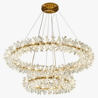 Lustre en cristal de fleur moderne Suspension lustres LED de luxe pour salon 60 80 100 cm anneaux suspendus suspension