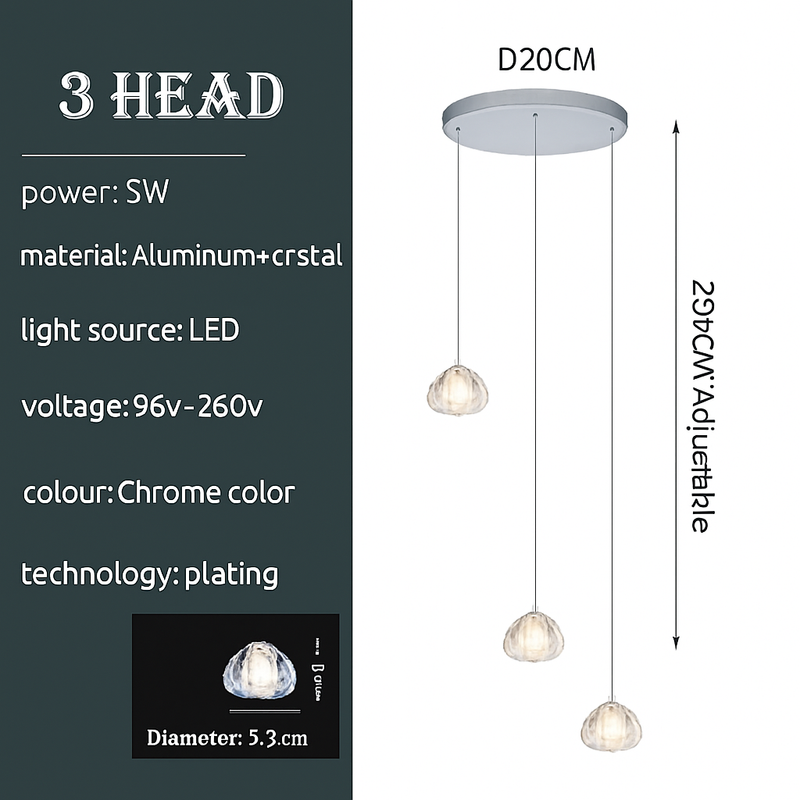 lustre en cristal design luxueux pour escalier colimaçon moderne