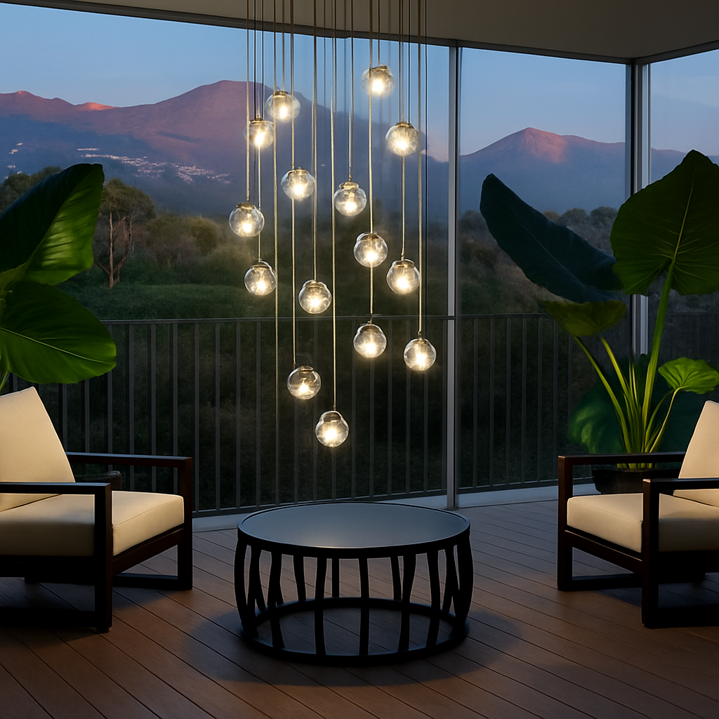 lustre en cristal design luxueux pour escalier colimaçon moderne - vue 4 sur 16