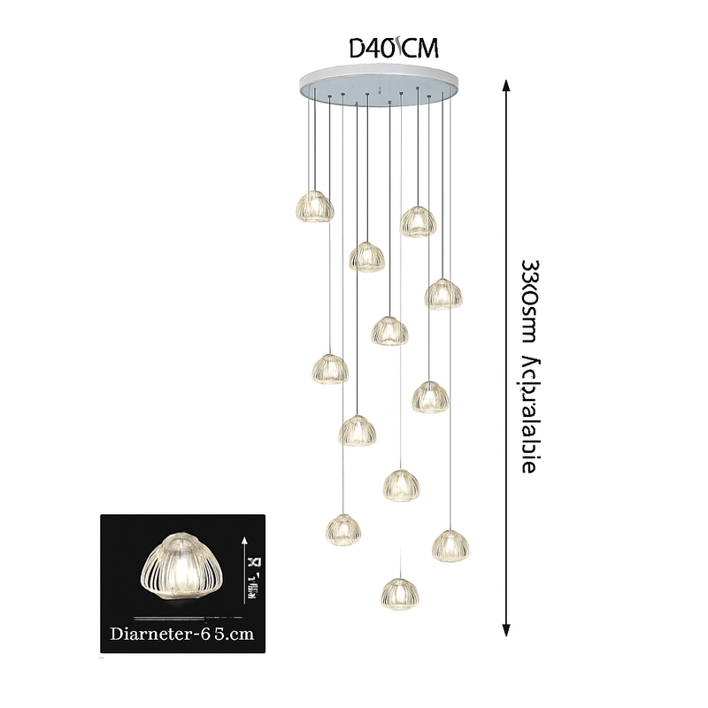 lustre en cristal design luxueux pour escalier colimaçon moderne