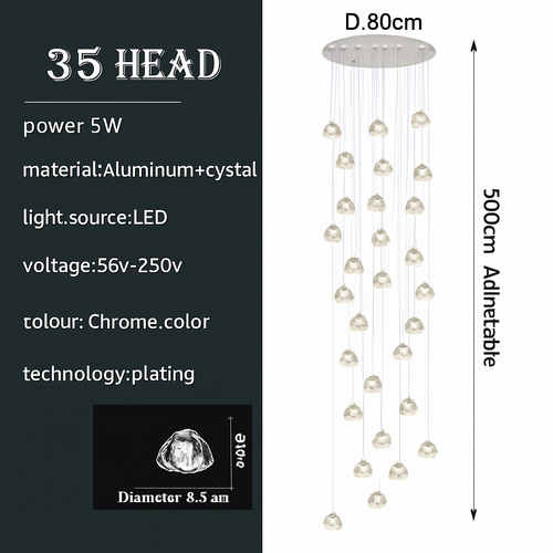 lustre en cristal design luxueux pour escalier colimaçon moderne - vue 11 sur 16