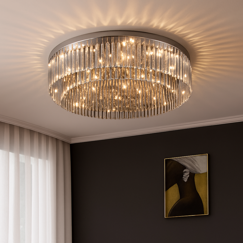 lustre en cristal led de luxe pour décoration intérieure - vue 4 sur 9