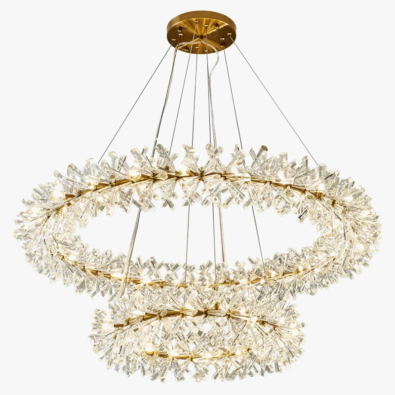 lustre en cristal moderne avec anneaux suspendus led de luxe
