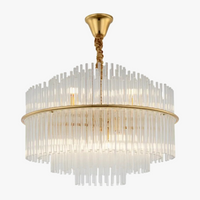 lustre en cristal moderne avec tige en verre transparent élégant et chic
