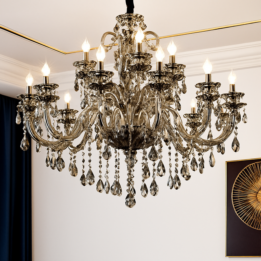 lustre en cristal moderne pour éclairage d'ambiance élégante - vue 3 sur 15