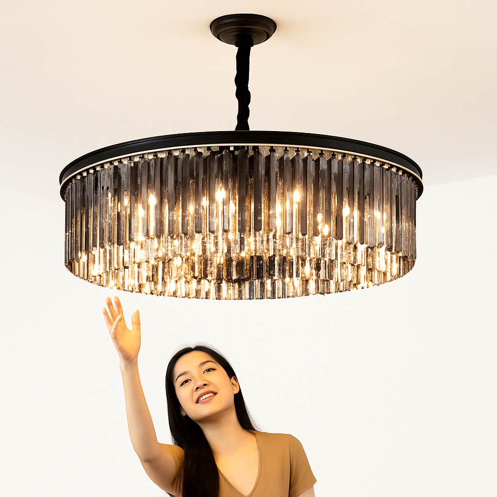 lustre en cristal moderne pour décoration contemporaine de luxe - vue 5 sur 10