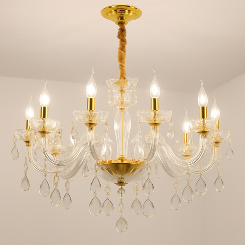 lustre en cristal transparent européen pour un éclairage luxueux