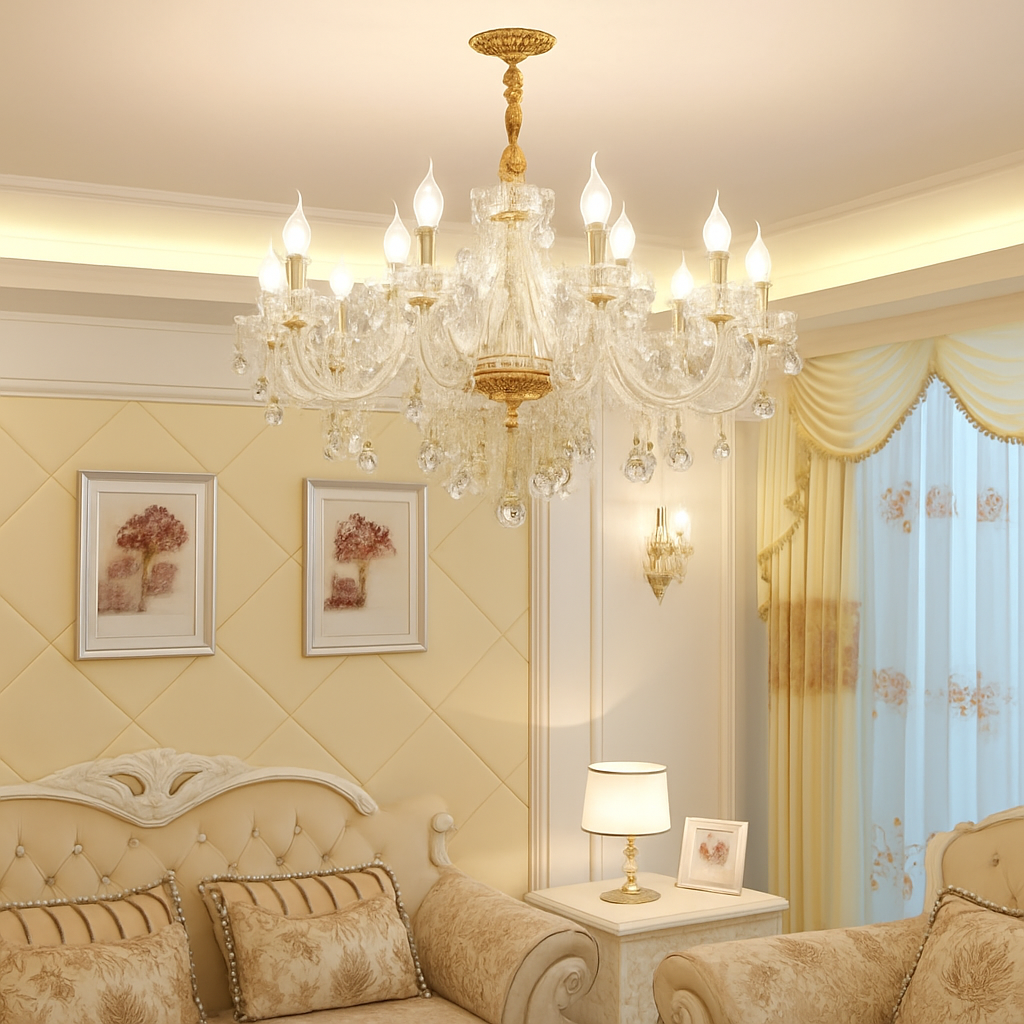 lustre en cristal transparent européen pour un éclairage luxueux - vue 7 sur 13