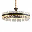 Luxury round modern leather crystal LED chandelier