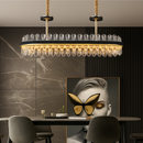 Luxury round modern leather crystal LED chandelier