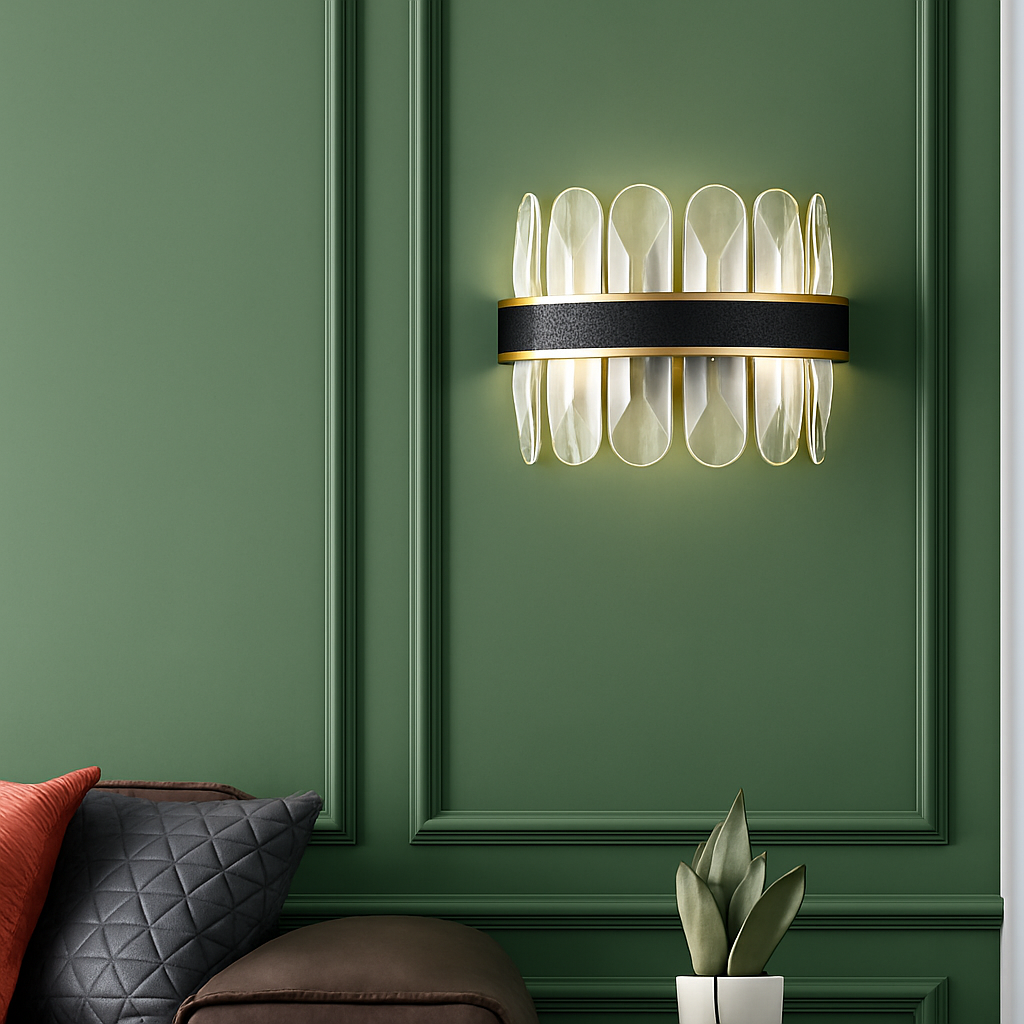 Luxury round modern leather crystal LED chandelier - vue 6 sur 24