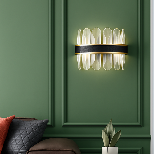 Luxury round modern leather crystal LED chandelier - vue 7 sur 24
