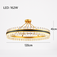 Luxury round modern leather crystal LED chandelier