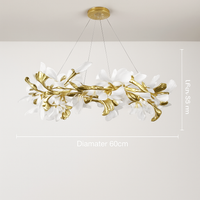 lustre en feuille de ginkgo pour décoration intérieure