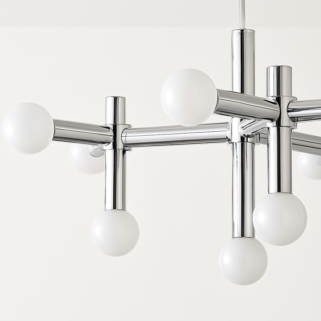 lustre en métal chrome style designer art décor - vue 6 sur 7