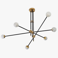 lustre en métal léger avec boules de verre élégant