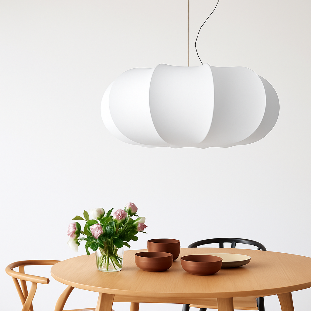lustre en soie design nordique wabi sabi pour intérieur moderne - vue 4 sur 9
