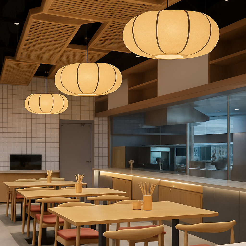lustre en soie design nordique wabi sabi pour intérieur moderne - vue 6 sur 9