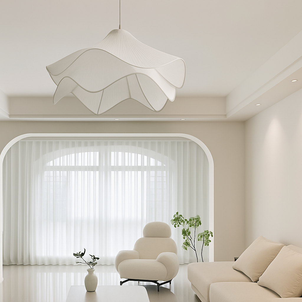 lustre en tissu plissé style nordique simple et confortable - vue 3 sur 6