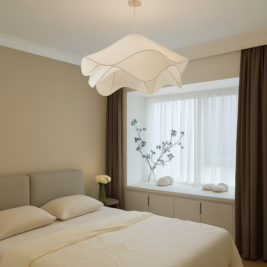 lustre en tissu plissé style nordique simple et confortable - vue 4 sur 6